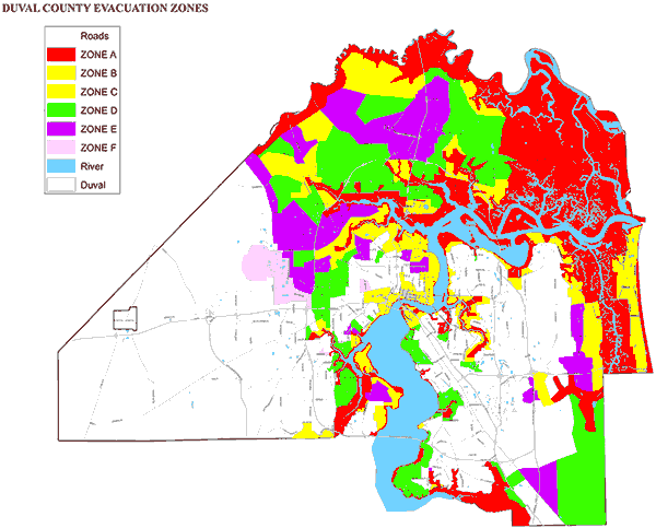 Duval County Evacuation Zone Map