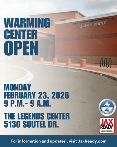 Graphic depicting the verbiage Warming Center Open