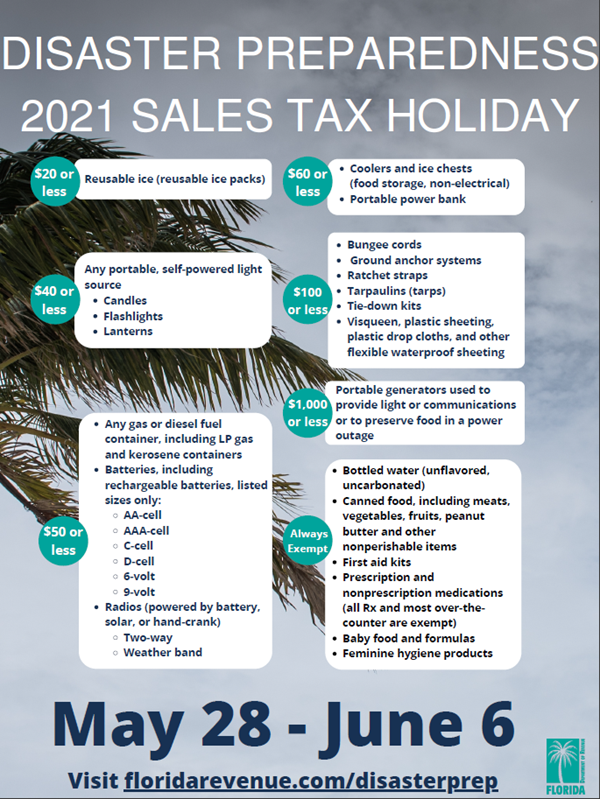 Infographic with list of items that are tax exempt: