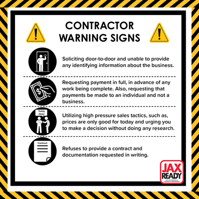 Graphic that states Contractor Warning Signs