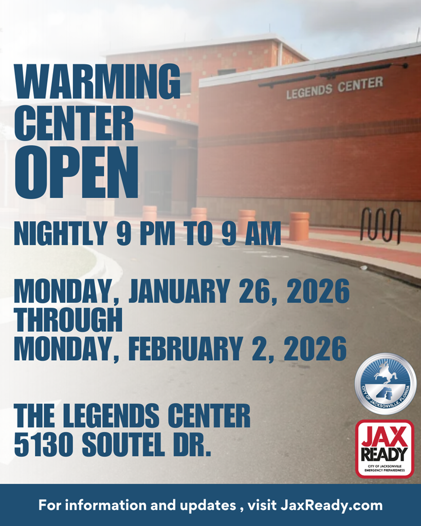 Graphic depicting the verbiage Warming Center Open