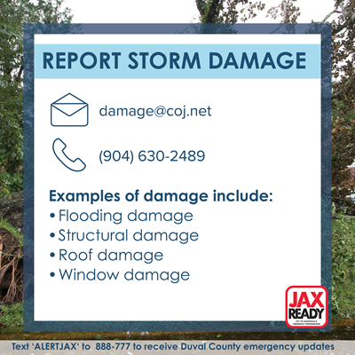 Graphic that states Report Storm Damage
