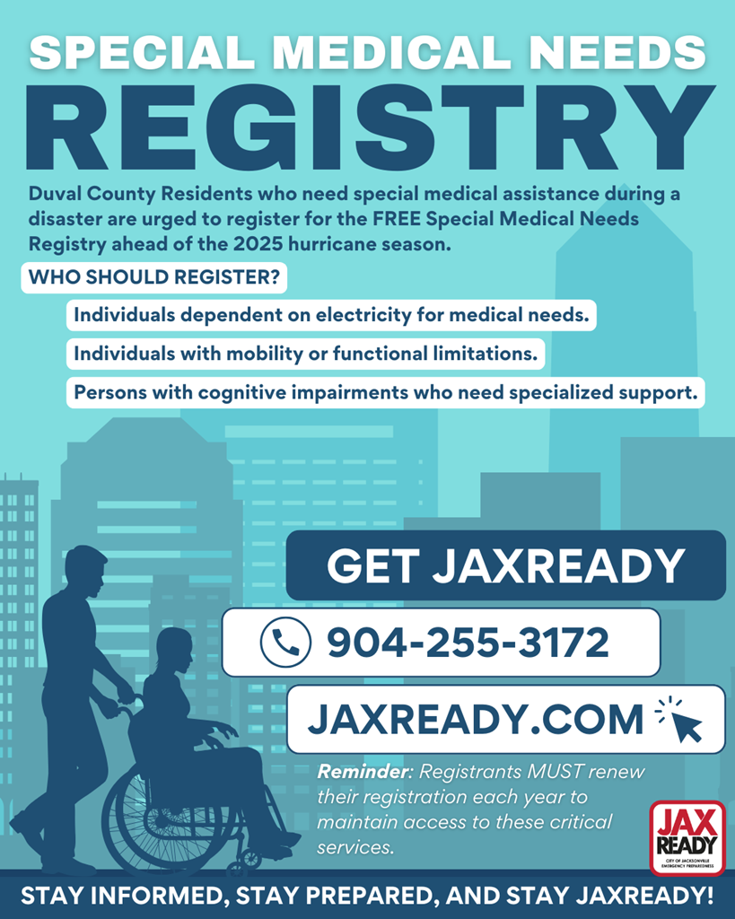 Graphic Depicting Instructions on how to Register for the Special Medical Needs Registry