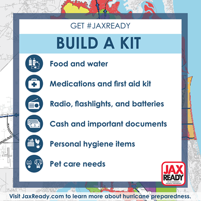 Graphic that states Build a Kit with emergency supply items