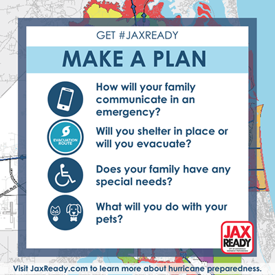 Graphic that states Make a plan with emergency preparedness information